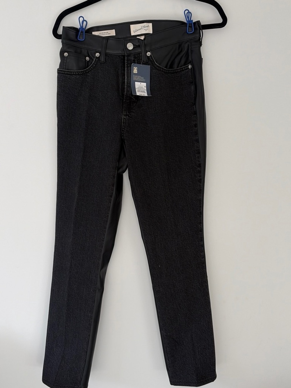 Universal thread Jean front faux leather back side